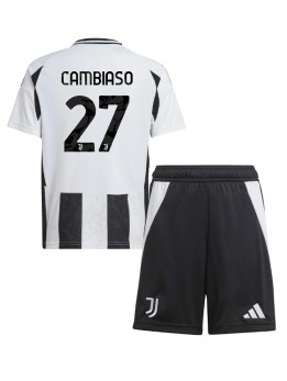 Billige Juventus Andrea Cambiaso #27 Hjemmedraktsett Barn 2024-25 Kortermet (+ Korte bukser)